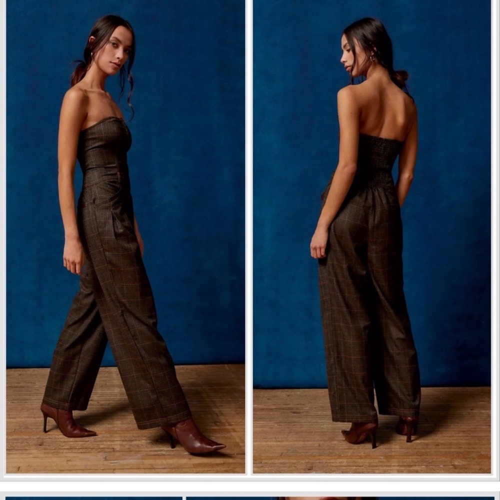 NWT Urban Outfitters BDG Danny Strapless Plaid Jumpsuit